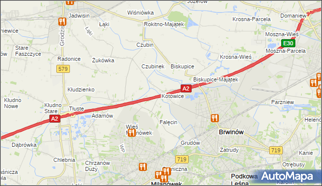 mapa Kotowice gmina Brwinów, Kotowice gmina Brwinów na mapie Targeo