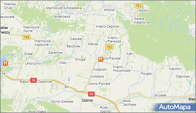 mapa Krajno-Parcele, Krajno-Parcele na mapie Targeo