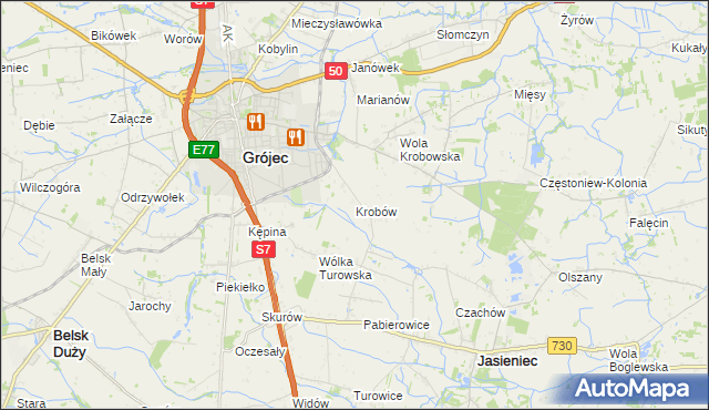 mapa Krobów, Krobów na mapie Targeo