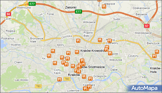 mapa Krowodrza, Krowodrza na mapie Targeo
