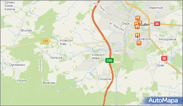 mapa Krzeczyn Wielki, Krzeczyn Wielki na mapie Targeo