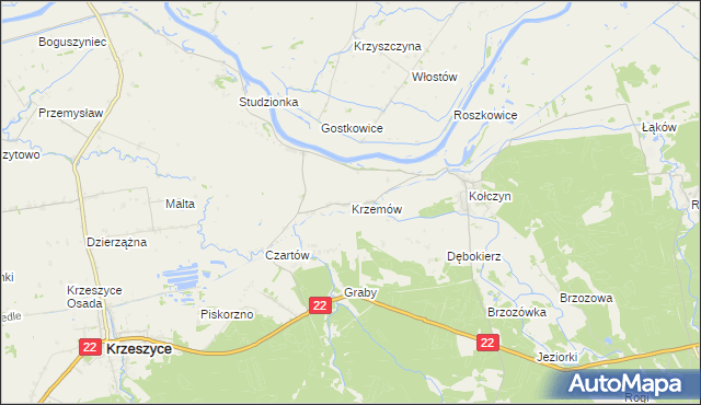 mapa Krzemów, Krzemów na mapie Targeo