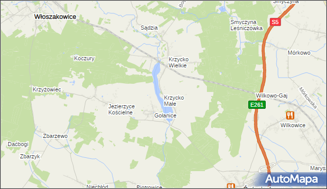 mapa Krzycko Małe, Krzycko Małe na mapie Targeo