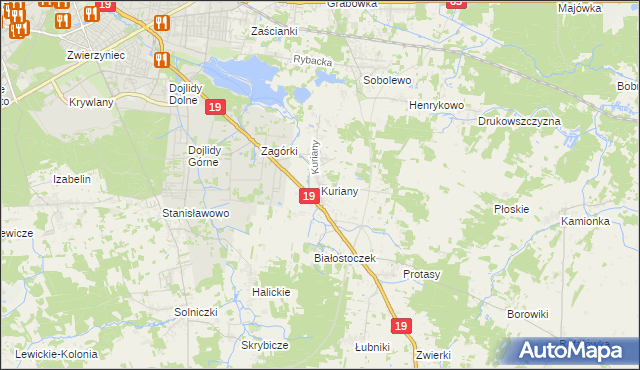 mapa Kuriany gmina Zabłudów, Kuriany gmina Zabłudów na mapie Targeo