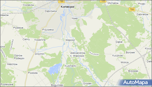 mapa Kuźnica Wąsowska, Kuźnica Wąsowska na mapie Targeo