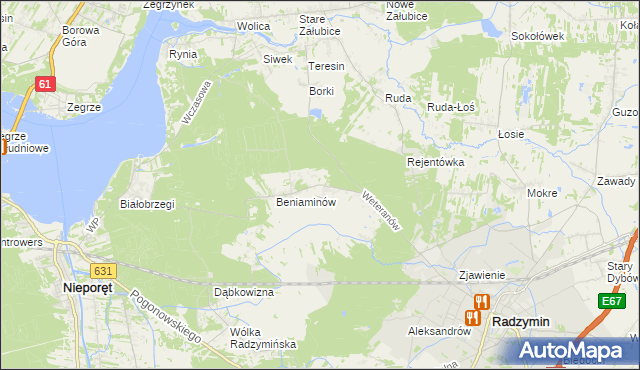 mapa Łąki gmina Radzymin, Łąki gmina Radzymin na mapie Targeo