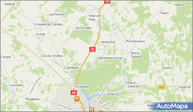 mapa Laskowszczyzna gmina Siemiatycze, Laskowszczyzna gmina Siemiatycze na mapie Targeo