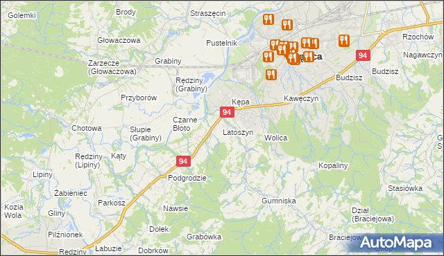 mapa Latoszyn, Latoszyn na mapie Targeo