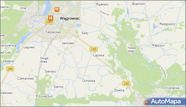 mapa Łaziska gmina Wągrowiec, Łaziska gmina Wągrowiec na mapie Targeo