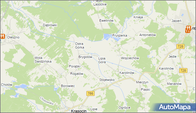 mapa Lipia Góra gmina Krasocin, Lipia Góra gmina Krasocin na mapie Targeo