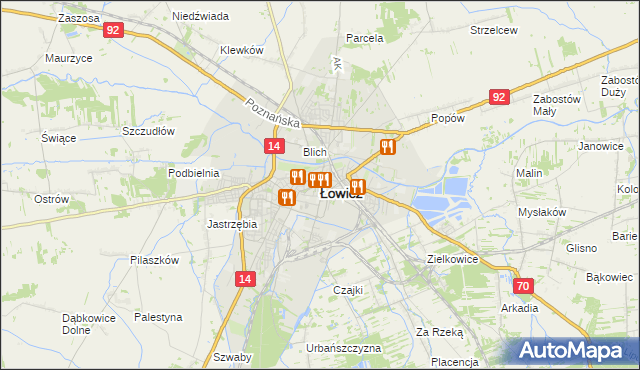 mapa Łowicza, Łowicz na mapie Targeo