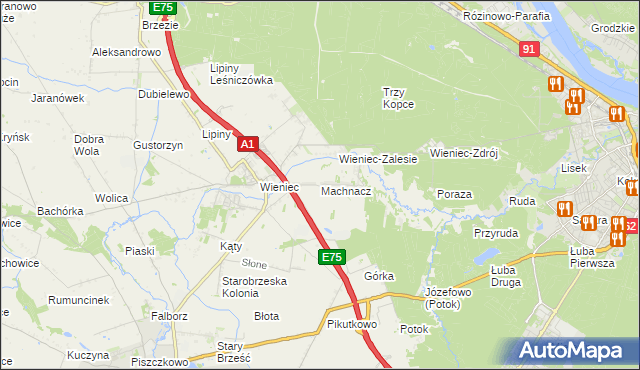 mapa Machnacz gmina Brześć Kujawski, Machnacz gmina Brześć Kujawski na mapie Targeo