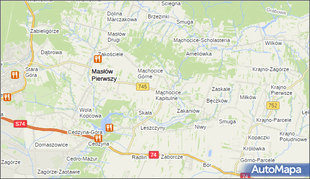 mapa Mąchocice Kapitulne, Mąchocice Kapitulne na mapie Targeo