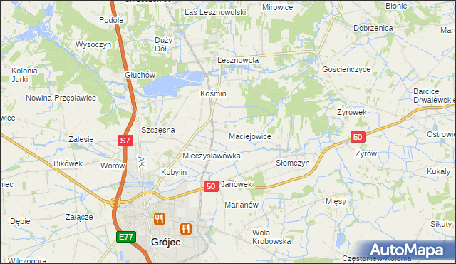 mapa Maciejowice gmina Grójec, Maciejowice gmina Grójec na mapie Targeo