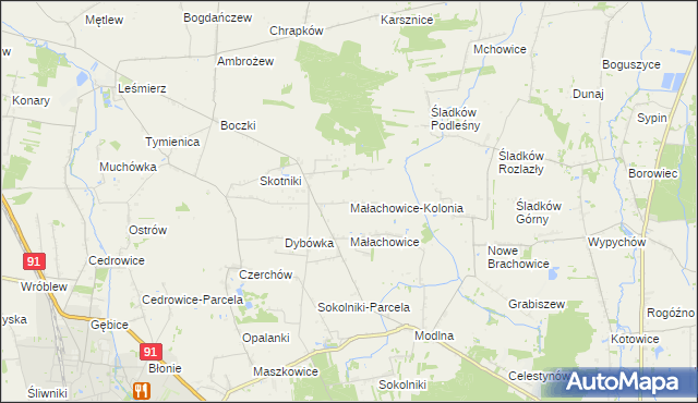 mapa Małachowice-Kolonia, Małachowice-Kolonia na mapie Targeo