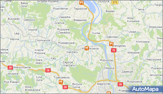 mapa Marcinkowice gmina Chełmiec, Marcinkowice gmina Chełmiec na mapie Targeo