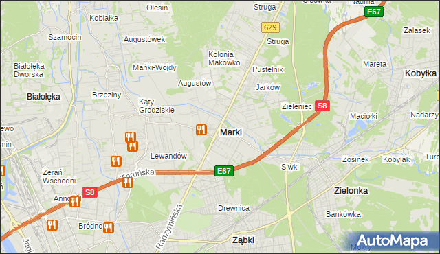 mapa Marki powiat wołomiński, Marki powiat wołomiński na mapie Targeo