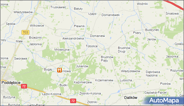 mapa Marysin gmina Dalików, Marysin gmina Dalików na mapie Targeo