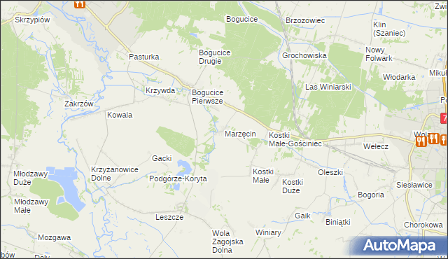 mapa Marzęcin, Marzęcin na mapie Targeo