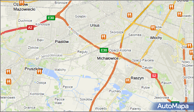 mapa Michałowice powiat pruszkowski, Michałowice powiat pruszkowski na mapie Targeo