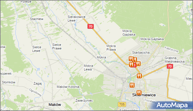 mapa Mokra gmina Skierniewice, Mokra gmina Skierniewice na mapie Targeo