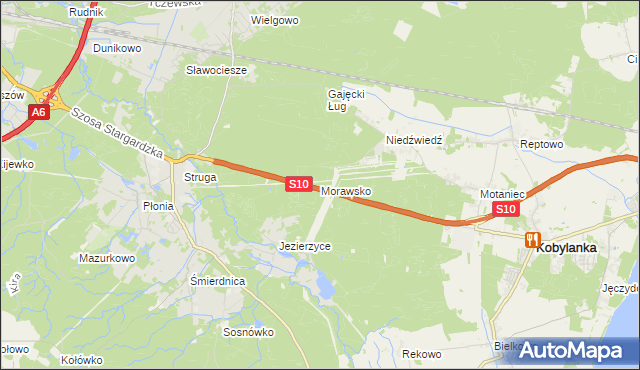 mapa Morawsko gmina Kobylanka, Morawsko gmina Kobylanka na mapie Targeo
