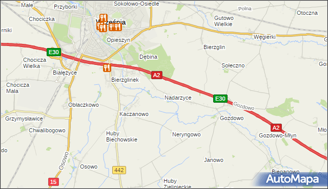 mapa Nadarzyce gmina Września, Nadarzyce gmina Września na mapie Targeo