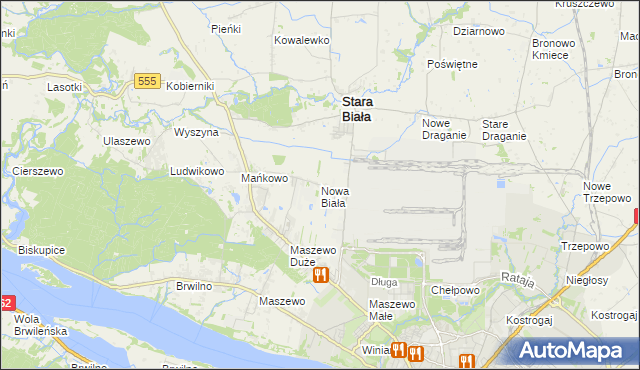 mapa Nowa Biała gmina Stara Biała, Nowa Biała gmina Stara Biała na mapie Targeo