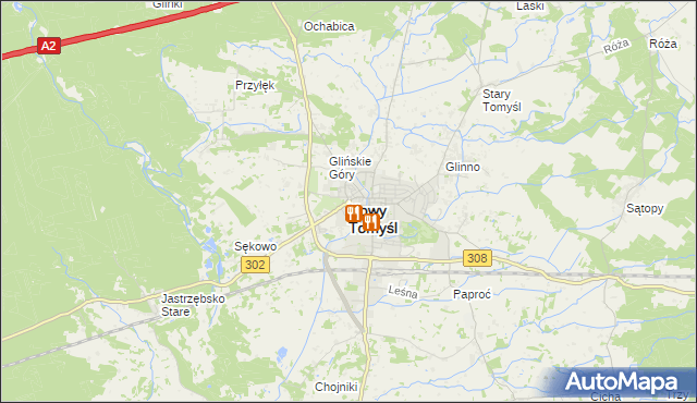 mapa Nowy Tomyśl, Nowy Tomyśl na mapie Targeo