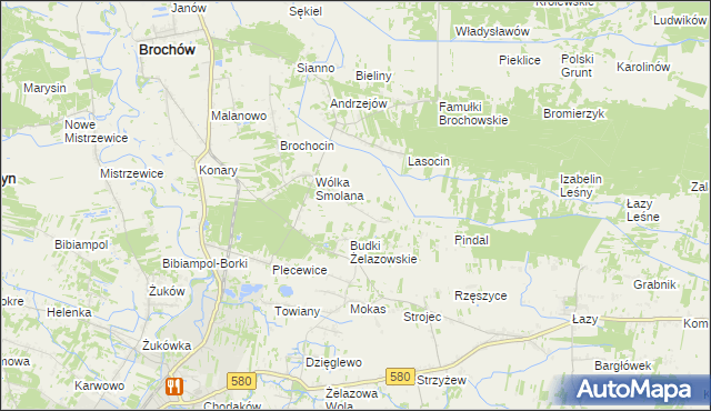 mapa Olszowiec gmina Brochów, Olszowiec gmina Brochów na mapie Targeo