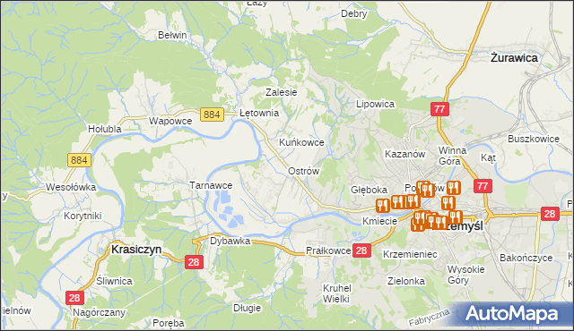 mapa Ostrów gmina Przemyśl, Ostrów gmina Przemyśl na mapie Targeo