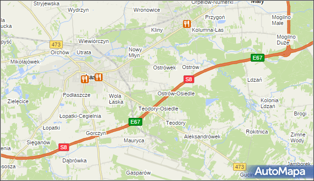 mapa Ostrów-Osiedle, Ostrów-Osiedle na mapie Targeo