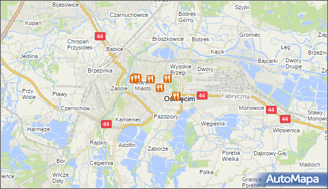 mapa Oświęcimia, Oświęcim na mapie Targeo