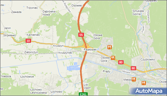 mapa Pawłówek gmina Sicienko, Pawłówek gmina Sicienko na mapie Targeo