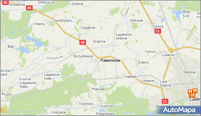 mapa Pawonków, Pawonków na mapie Targeo