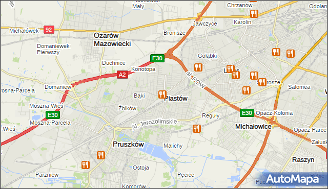 mapa Piastów powiat pruszkowski, Piastów powiat pruszkowski na mapie Targeo