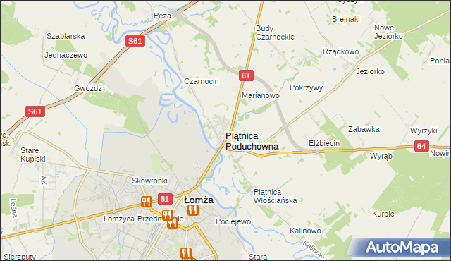 mapa Piątnica Poduchowna, Piątnica Poduchowna na mapie Targeo