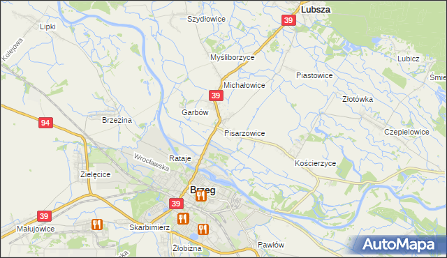 mapa Pisarzowice gmina Lubsza, Pisarzowice gmina Lubsza na mapie Targeo