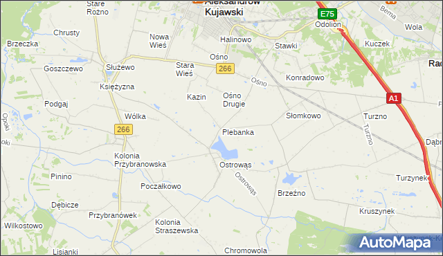 mapa Plebanka gmina Aleksandrów Kujawski, Plebanka gmina Aleksandrów Kujawski na mapie Targeo