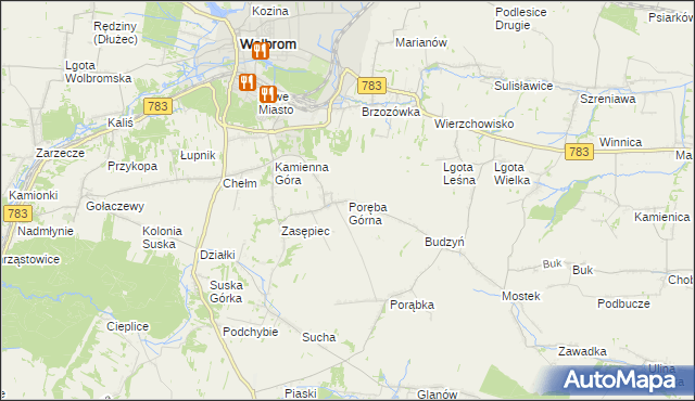 mapa Poręba Górna, Poręba Górna na mapie Targeo