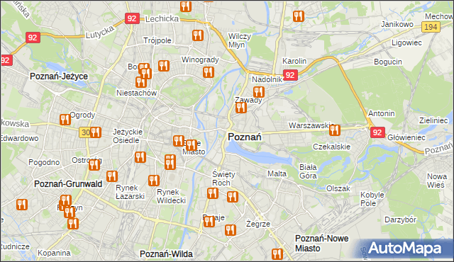 mapa Poznania, Poznań na mapie Targeo