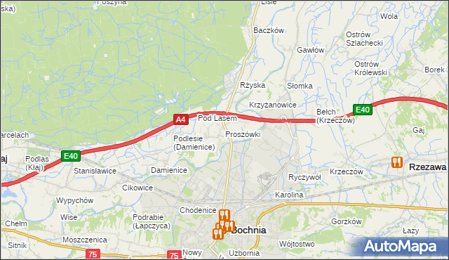 mapa Proszówki, Proszówki na mapie Targeo