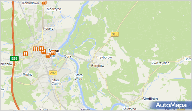 mapa Przyborów gmina Nowa Sól, Przyborów gmina Nowa Sól na mapie Targeo