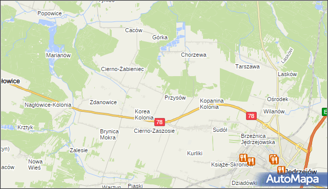 mapa Przysów, Przysów na mapie Targeo