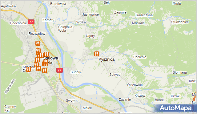 mapa Pysznica, Pysznica na mapie Targeo