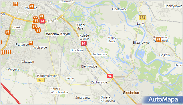 mapa Radwanice gmina Siechnice, Radwanice gmina Siechnice na mapie Targeo