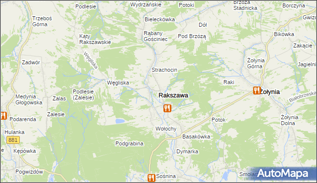 mapa Rakszawa powiat łańcucki, Rakszawa powiat łańcucki na mapie Targeo