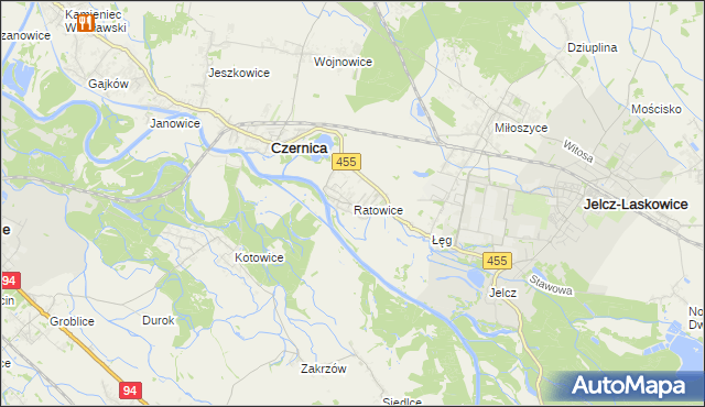 mapa Ratowice gmina Czernica, Ratowice gmina Czernica na mapie Targeo