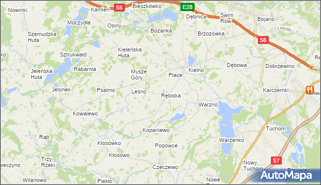mapa Rębiska gmina Szemud, Rębiska gmina Szemud na mapie Targeo