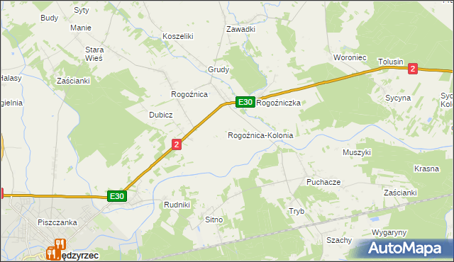 mapa Rogoźnica-Kolonia, Rogoźnica-Kolonia na mapie Targeo